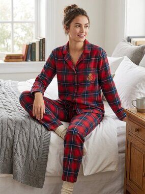 Lauren Ralph Lauren Holiday Plaid Flannel Pajama Set Red Green Tartan M